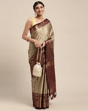 silk saree with woven motifs