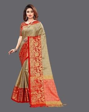 silk saree with woven motifs