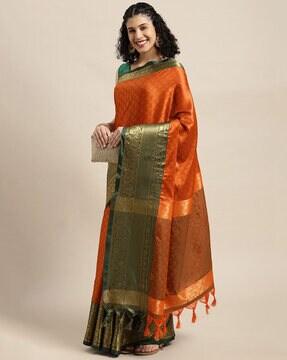 silk saree with woven motifs