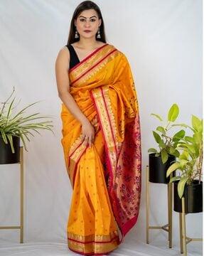silk saree with zari woven motifs