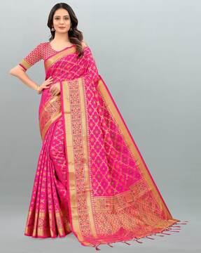 silk saree with zari woven motifs