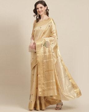 silk thread embroidered saree with blouse piece