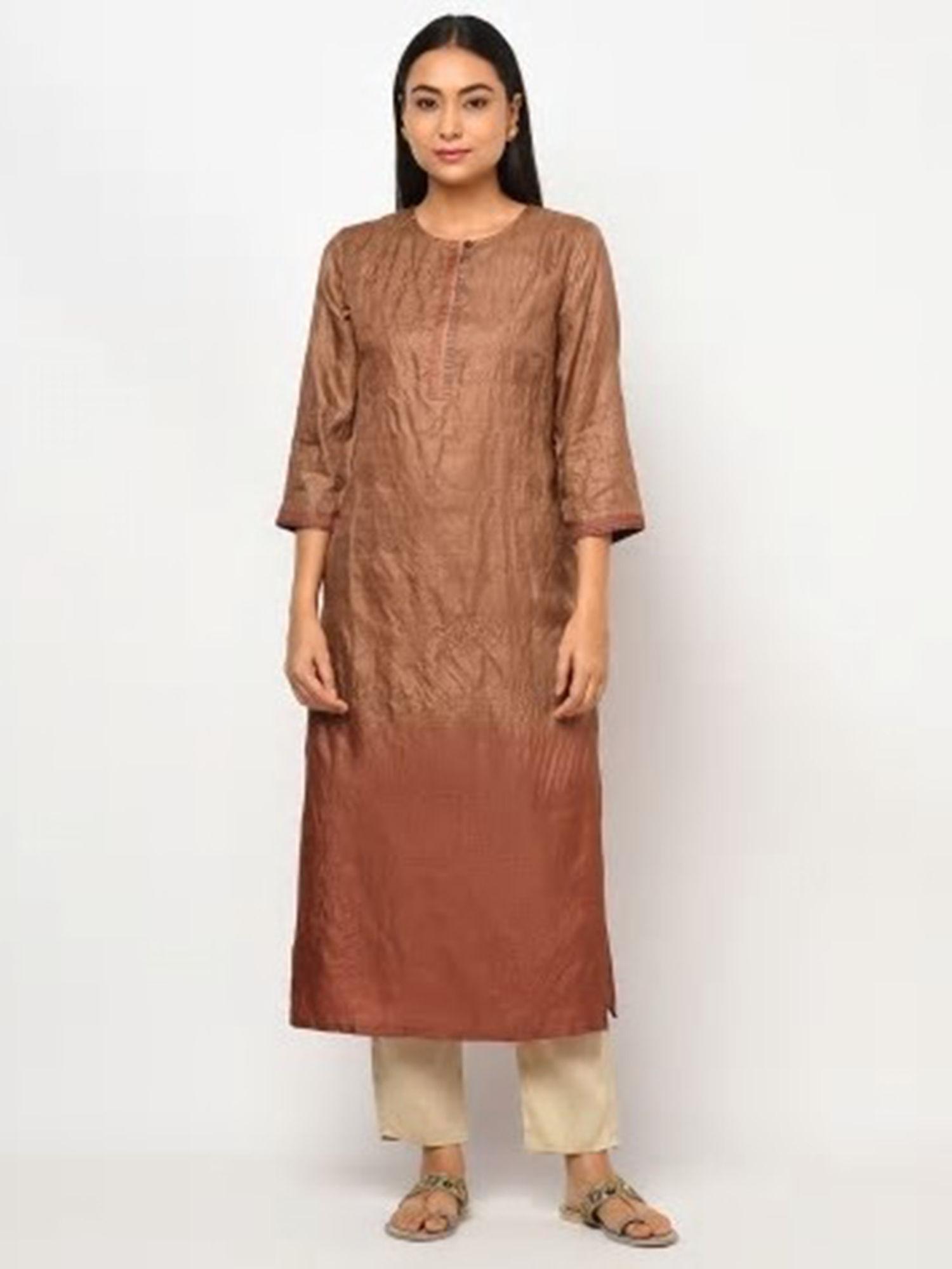 silk tussar ombre dyed long kurta