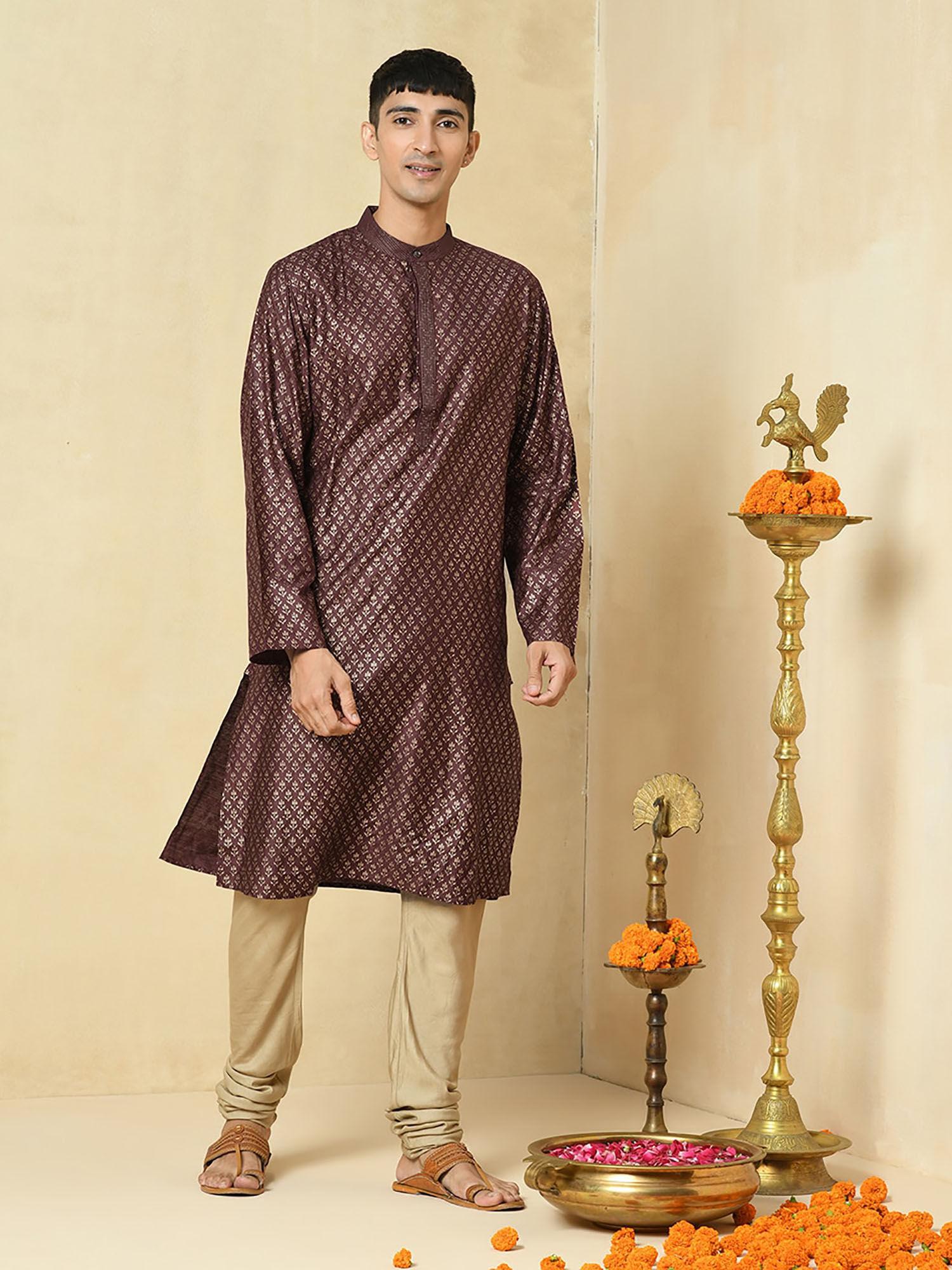 silk tussar slim fit long kurta