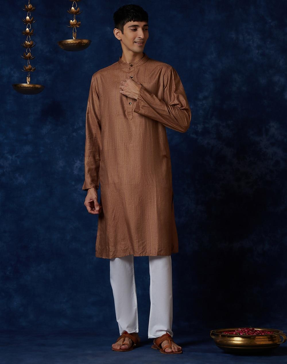 silk tussar spun long kurta