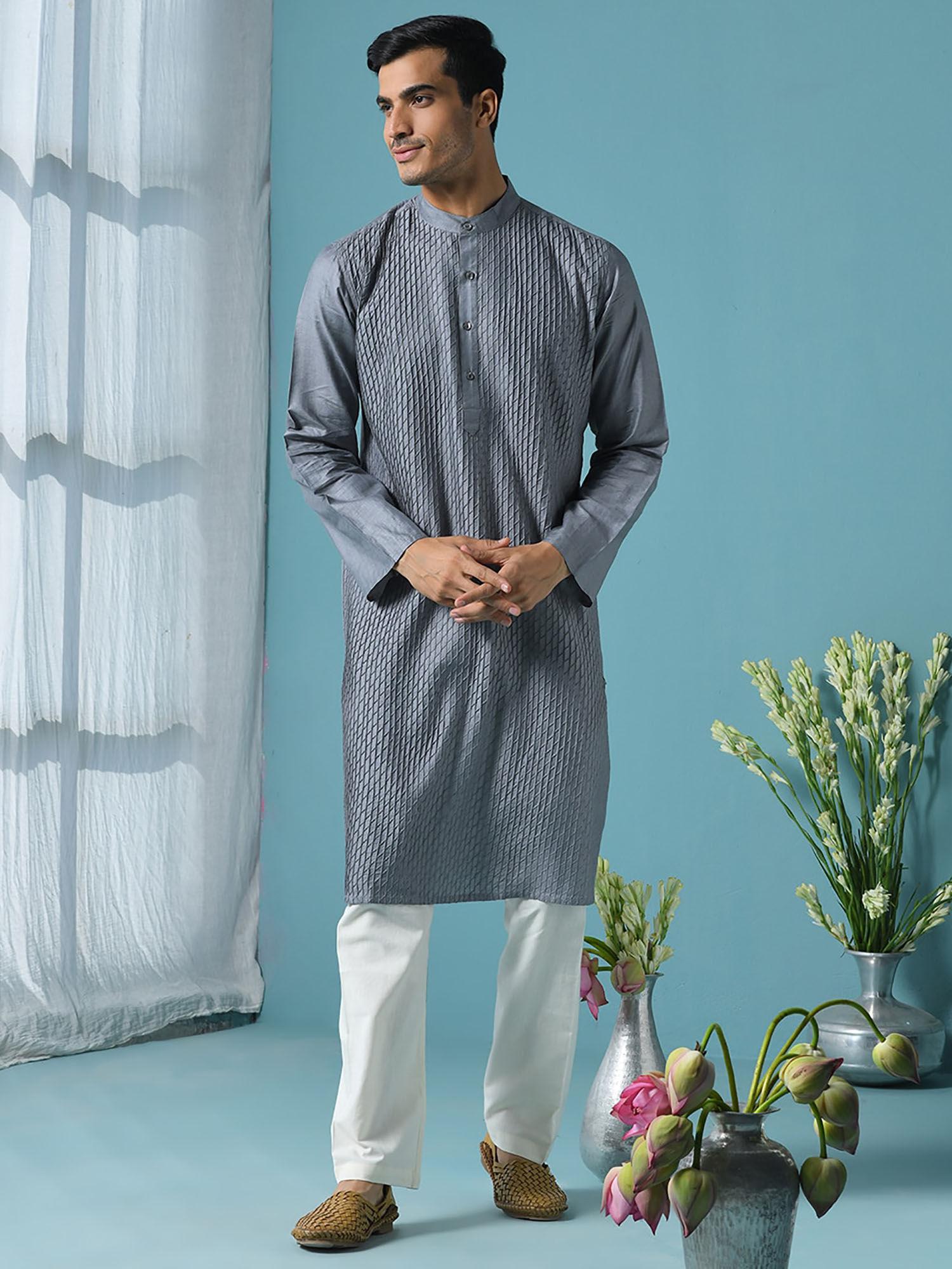 silk tussar spun slim fit long kurta