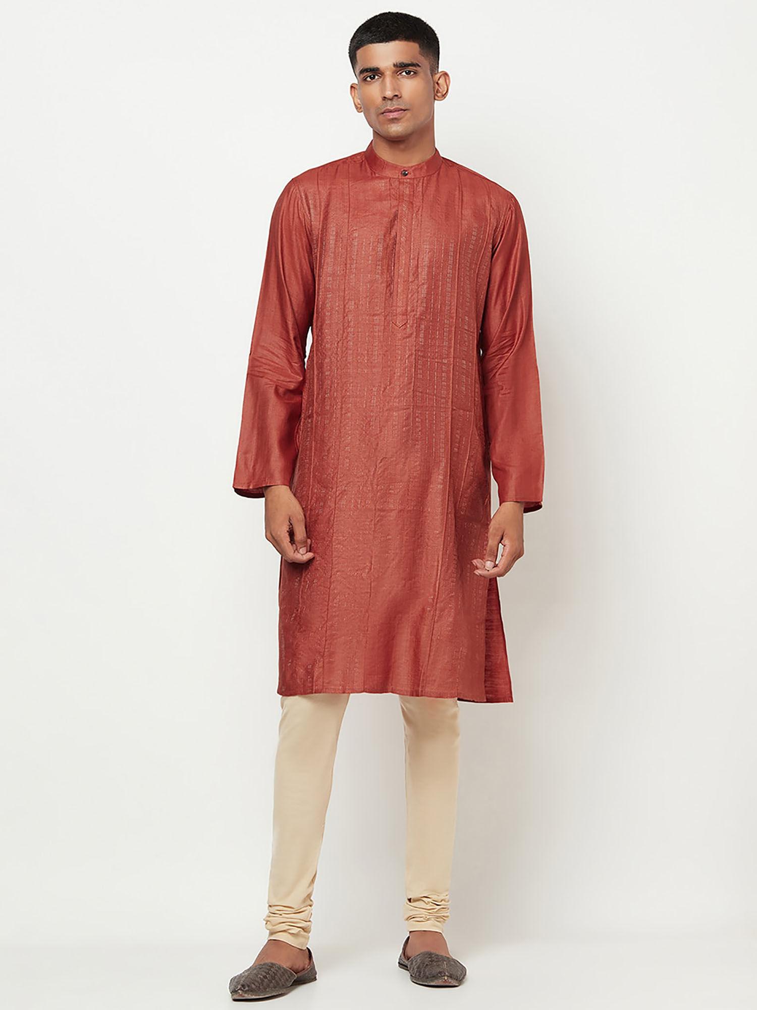 silk tussar spun slim fit long kurta