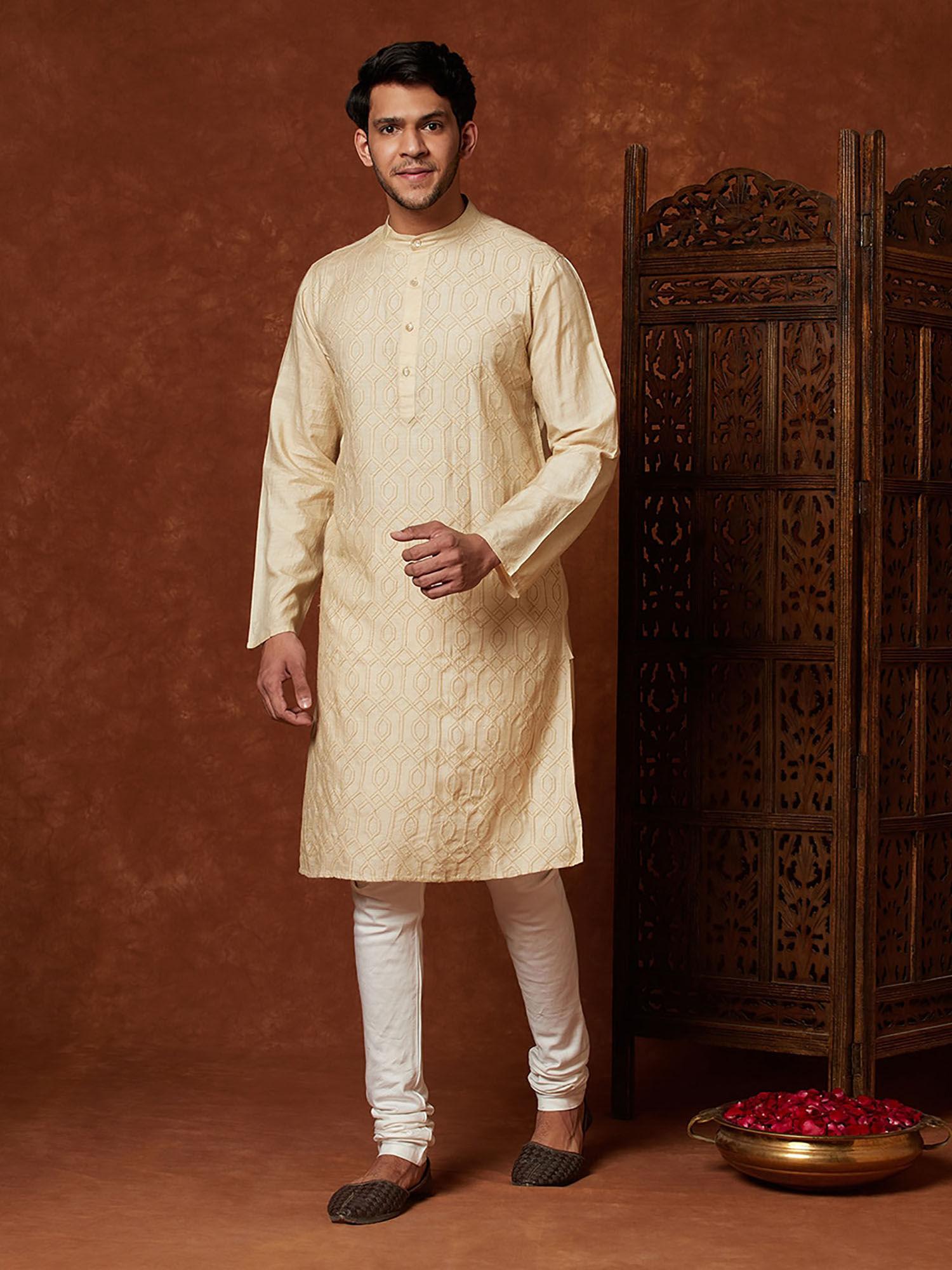 silk tussar spun slim fit long kurta