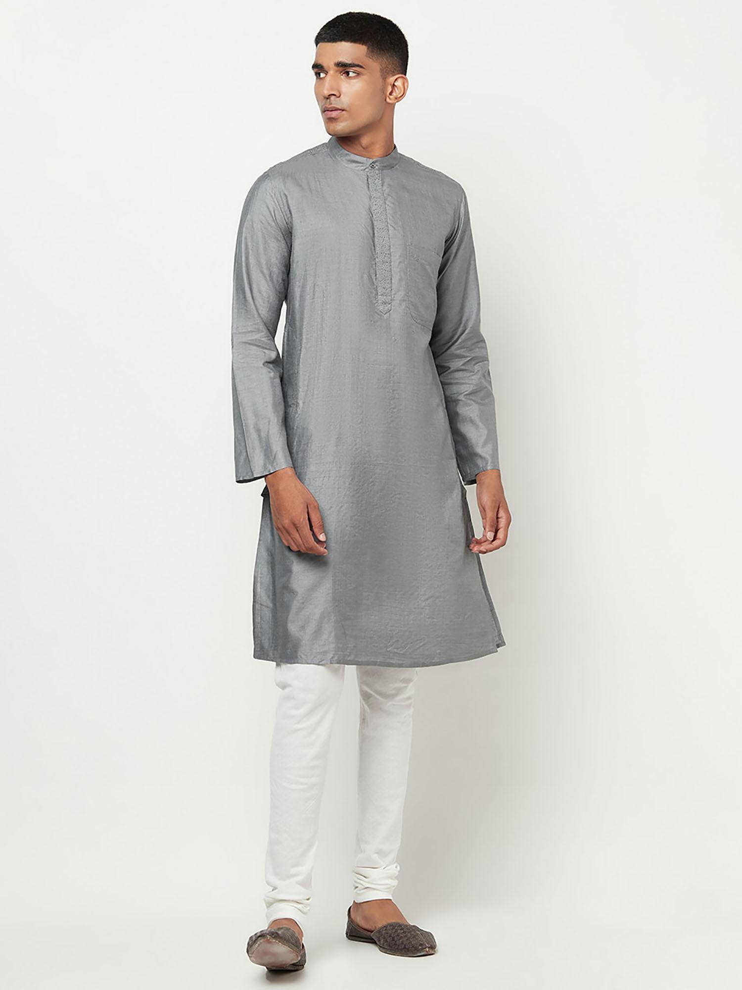 silk tussar spun slim fit long kurta