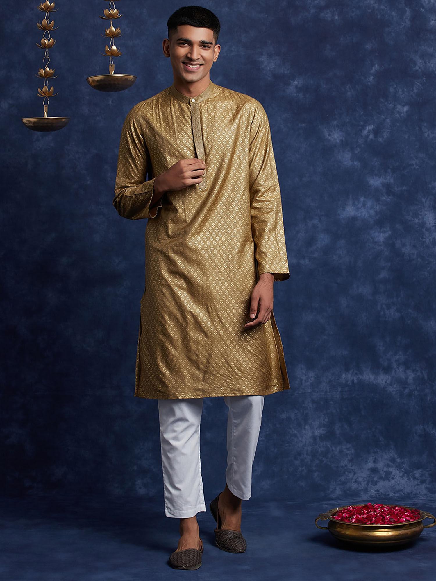 silk tussar spun slim fit long kurta