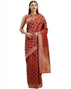 silk woven pattern banarasi saree