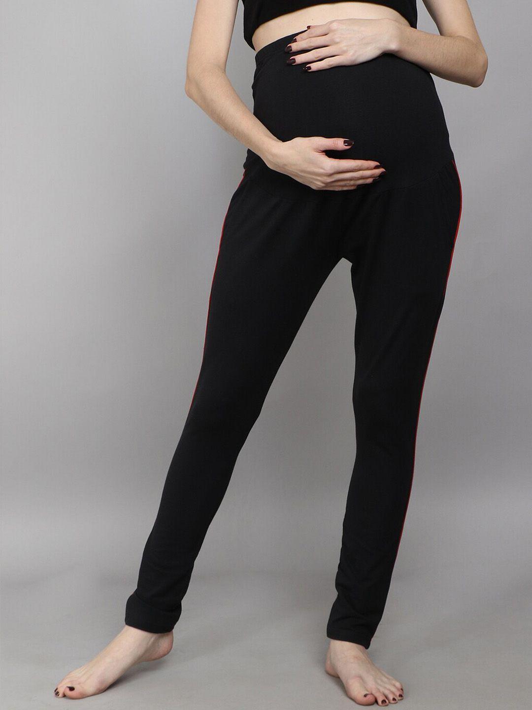 sillyboom women black solid churidar length maternity leggings