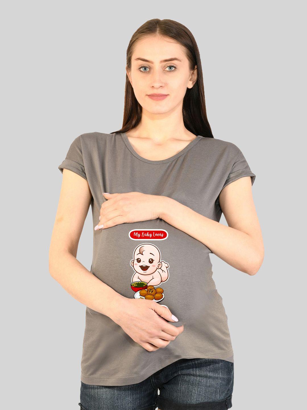 sillyboom women grey v-neck drop-shoulder sleeves applique t-shirt