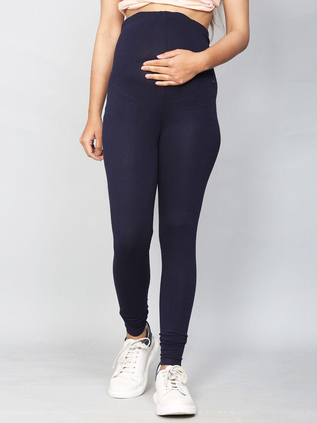 sillyboom women navy blue solid maternity stretchable leggings