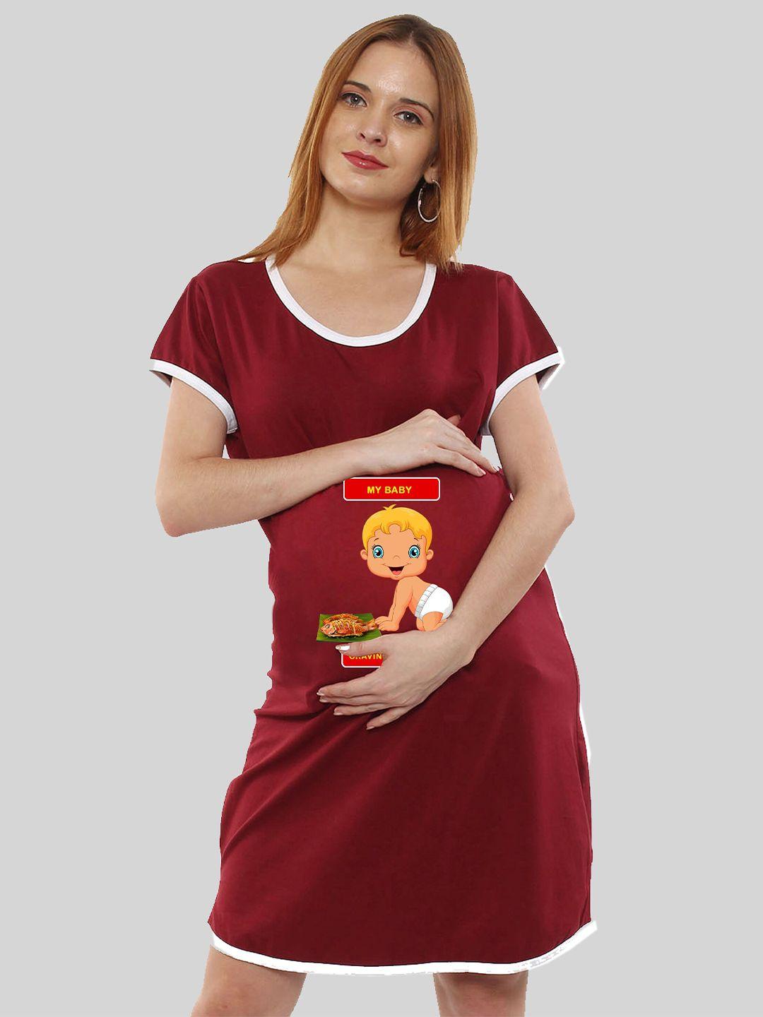 sillyboom printed round neck cotton maternity t-shirt dress
