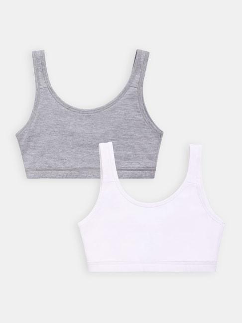 sillysally kids grey & white solid active bra (pack of 2)