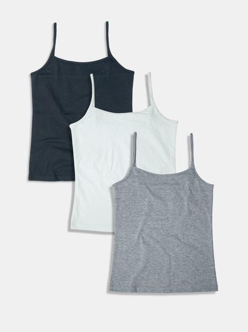 sillysally kids multicolor regular fit camisole (pack of 3)