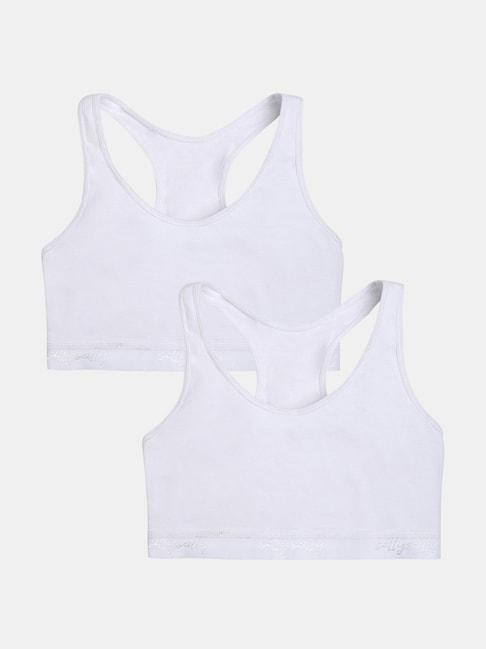 sillysally kids solid white bra (pack of 2)