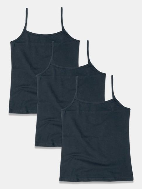 sillysally kids black regular fit camisole (pack of 3)