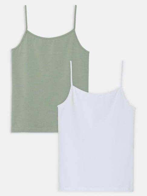 sillysally kids white & grey regular fit camisole