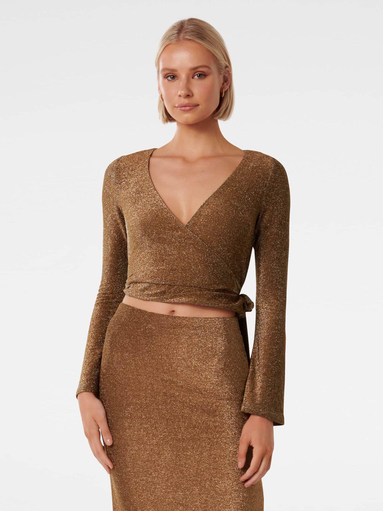 silvana glitter wrap co-ord top