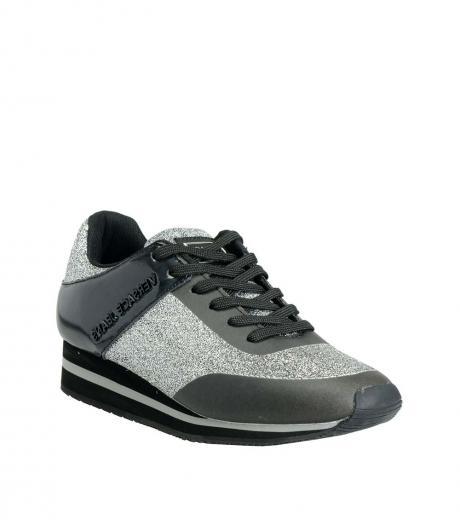 silver black mesh sneakers