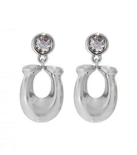 silver chubby c drop earrings