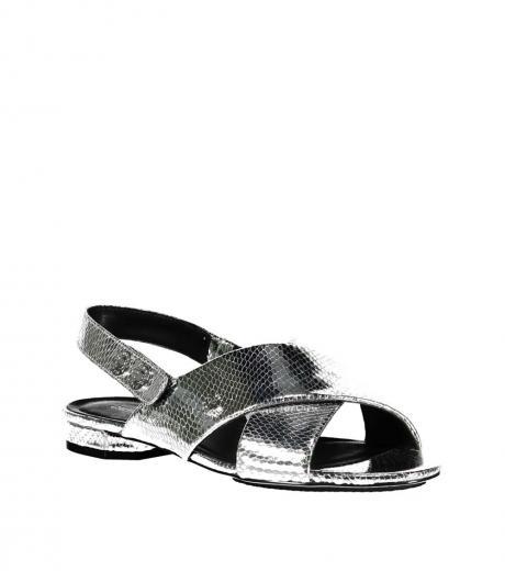 silver crossed logo sandals