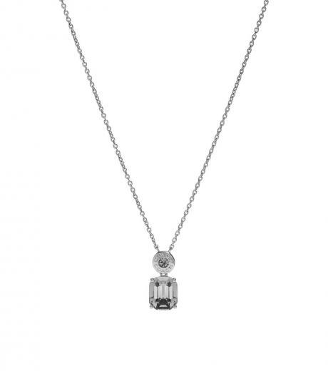 silver crystal logo necklace