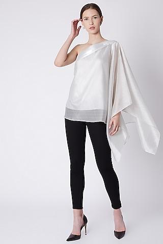 silver draped embroidered top