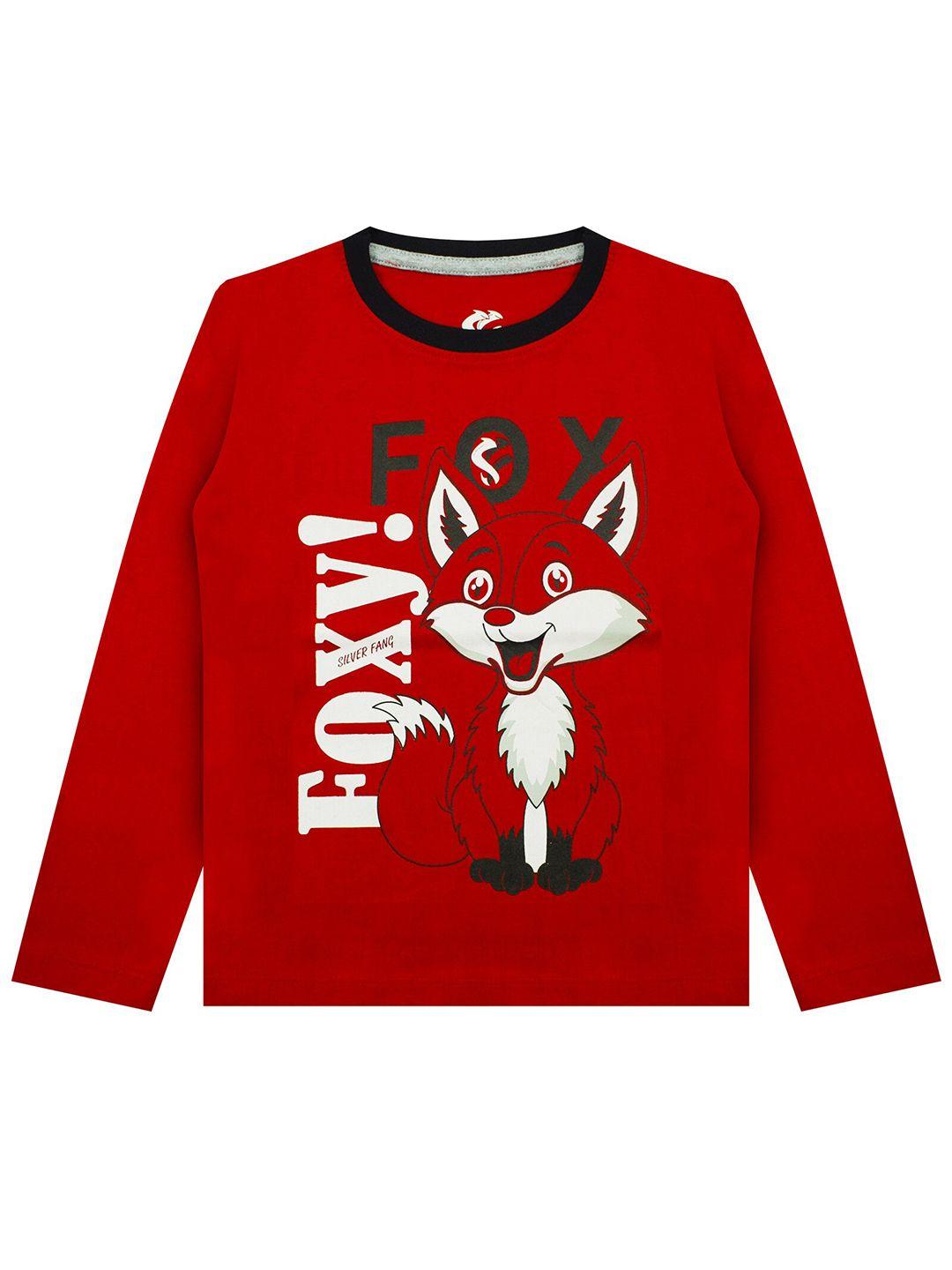 silver fang boys red printed cotton t-shirt