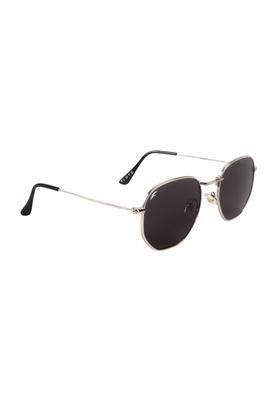 silver frame black lens uv protected fashion oval sunglasses