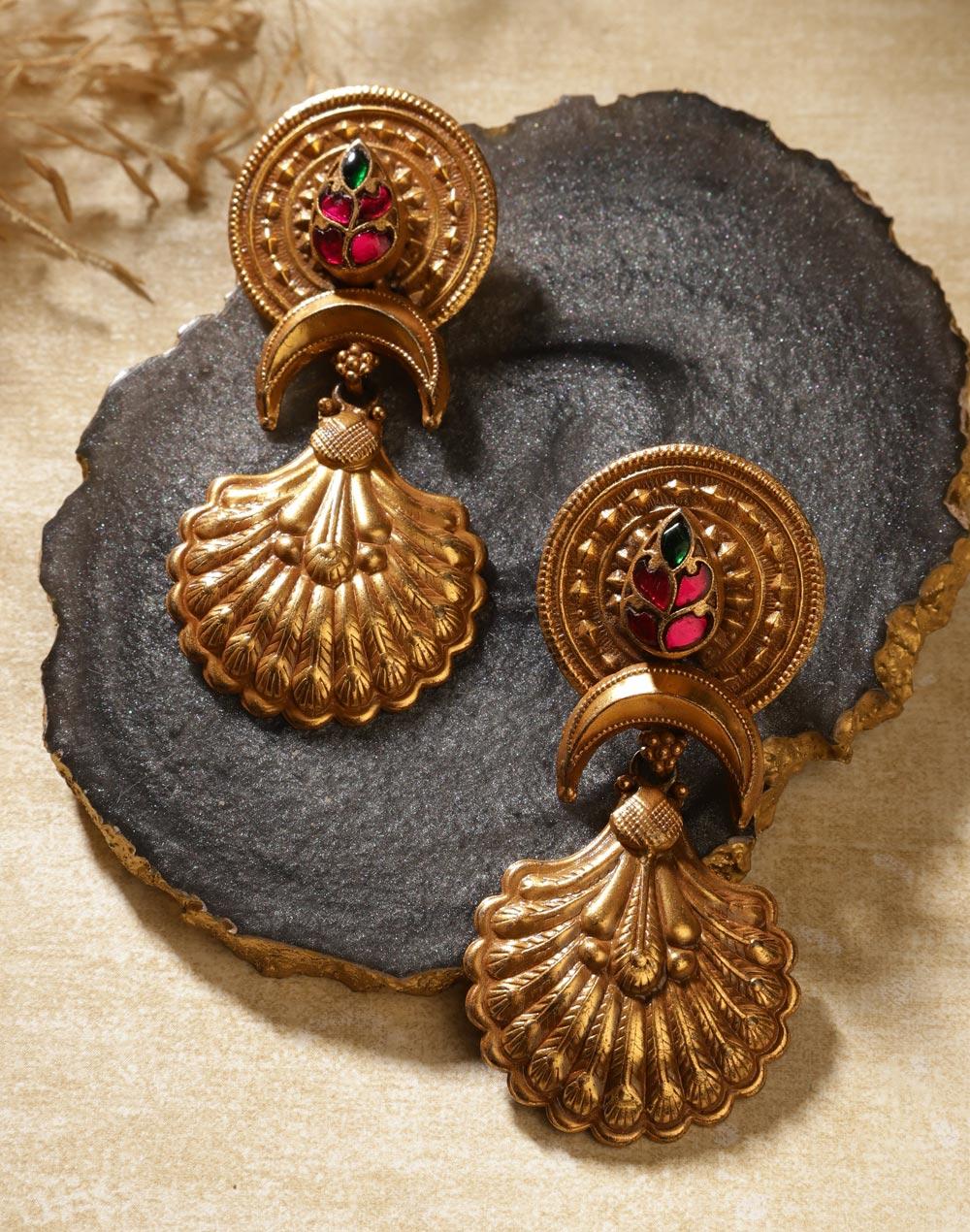 silver gold plated dangler earrings