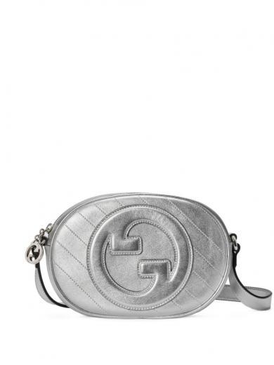 silver gucci blondie mini leather shoulder bag