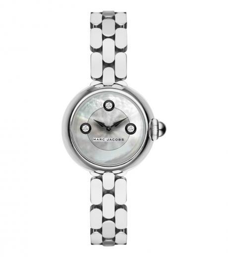 silver logo dial watch