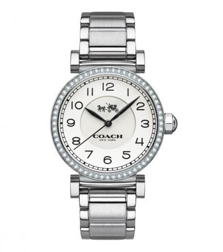 silver madison white dial watch