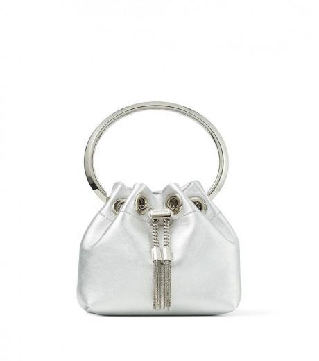silver micro bon bon metallic leather mini bag