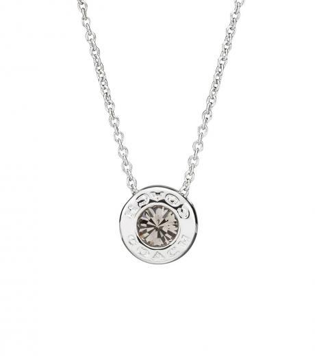 silver open circle stone necklace