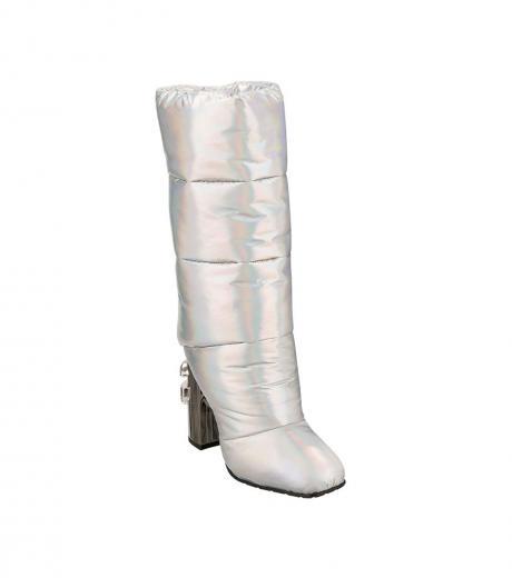 silver padded logo boots
