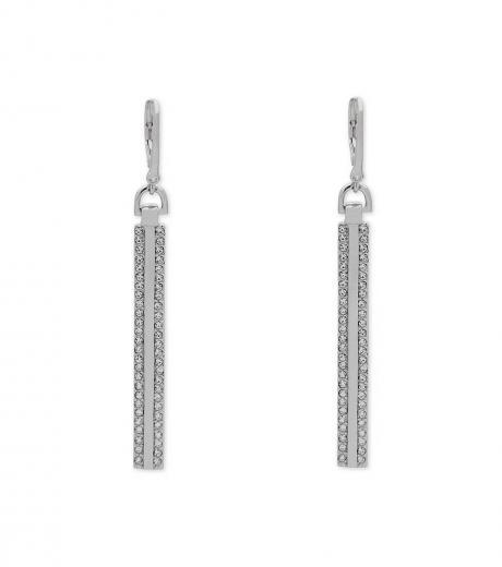 silver pave linear drop earrings