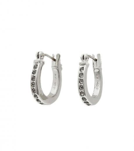 silver pave signature huggie earrings