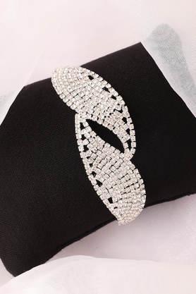 silver plated designer stone party bracelet for women