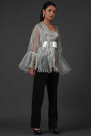 silver polymer hand corded cape