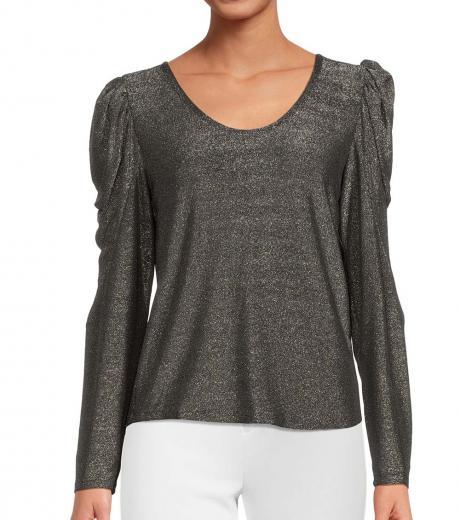 silver puff sleeve top