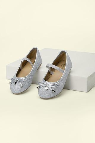 silver quilted casual girls ballerinas