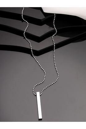 silver rhodium plated bar pendant & chain