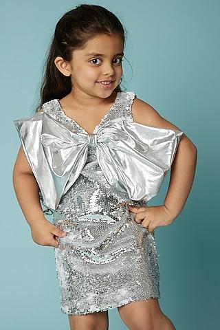 silver sequinned reversible dress for girls