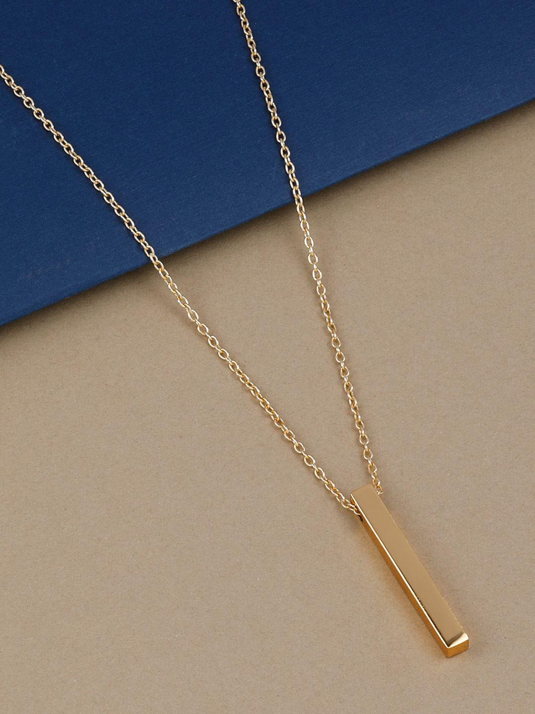 silver shine gold-plated cuboid stick stainless steel pendant with chain