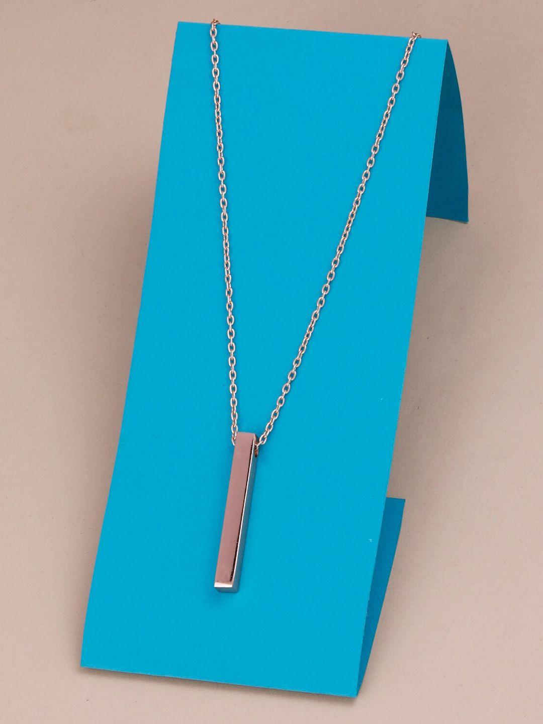 silver shine rose gold-plated cuboid stick minimal chain