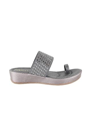 silver solid casual women sandal